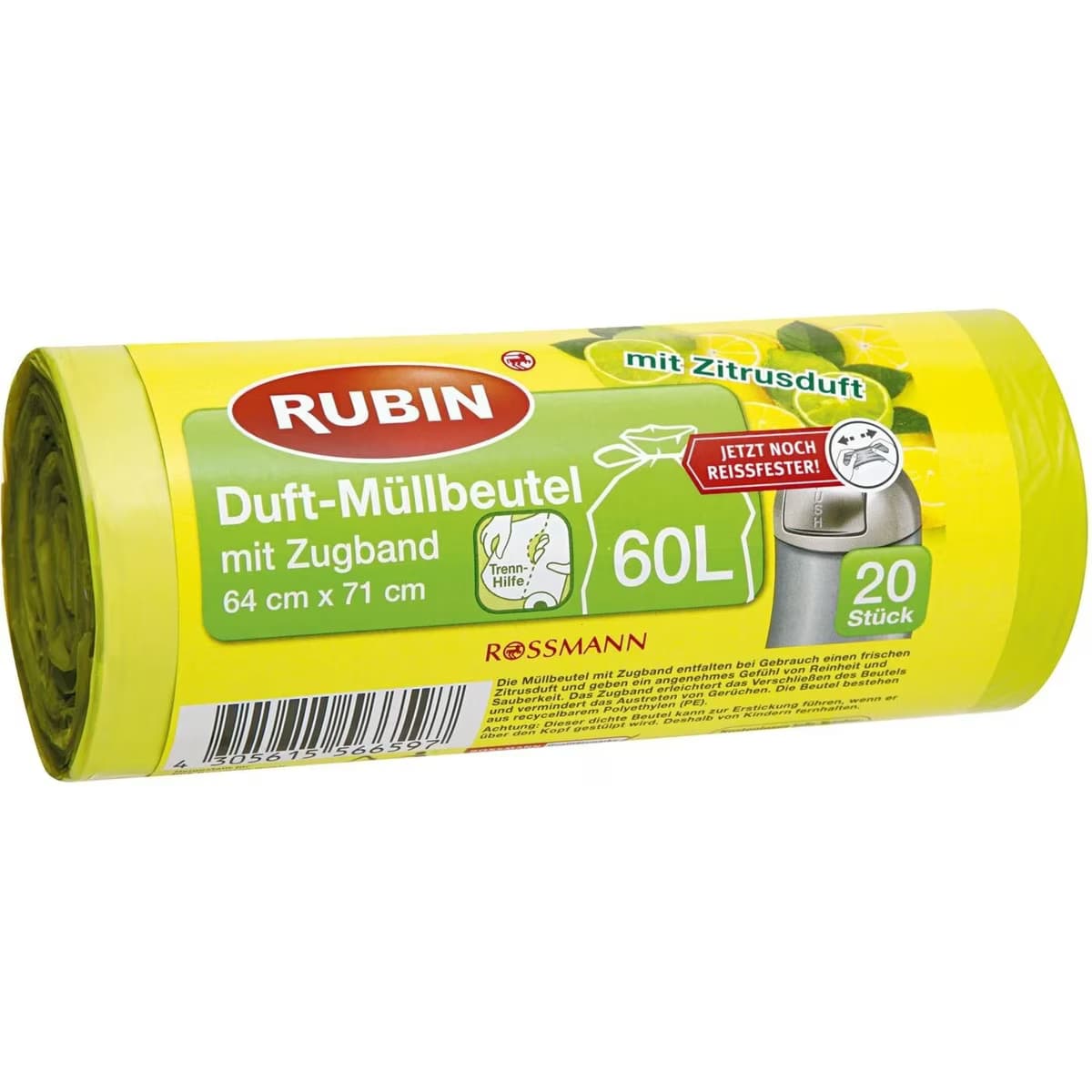 Rubin Çöp Torbası İpli Limon Kokulu - 60 Litre 64x71 cm 20'li
