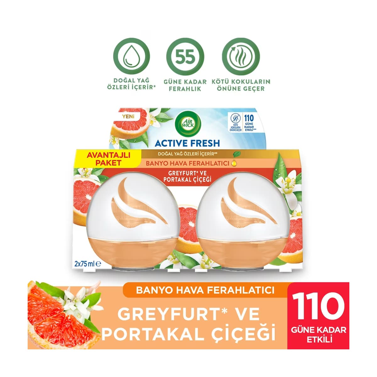 Air Wick Decosphere Greyfurt ve Portakal Çiçeği Oda Kokusu 2 x 75 ml - Gratis