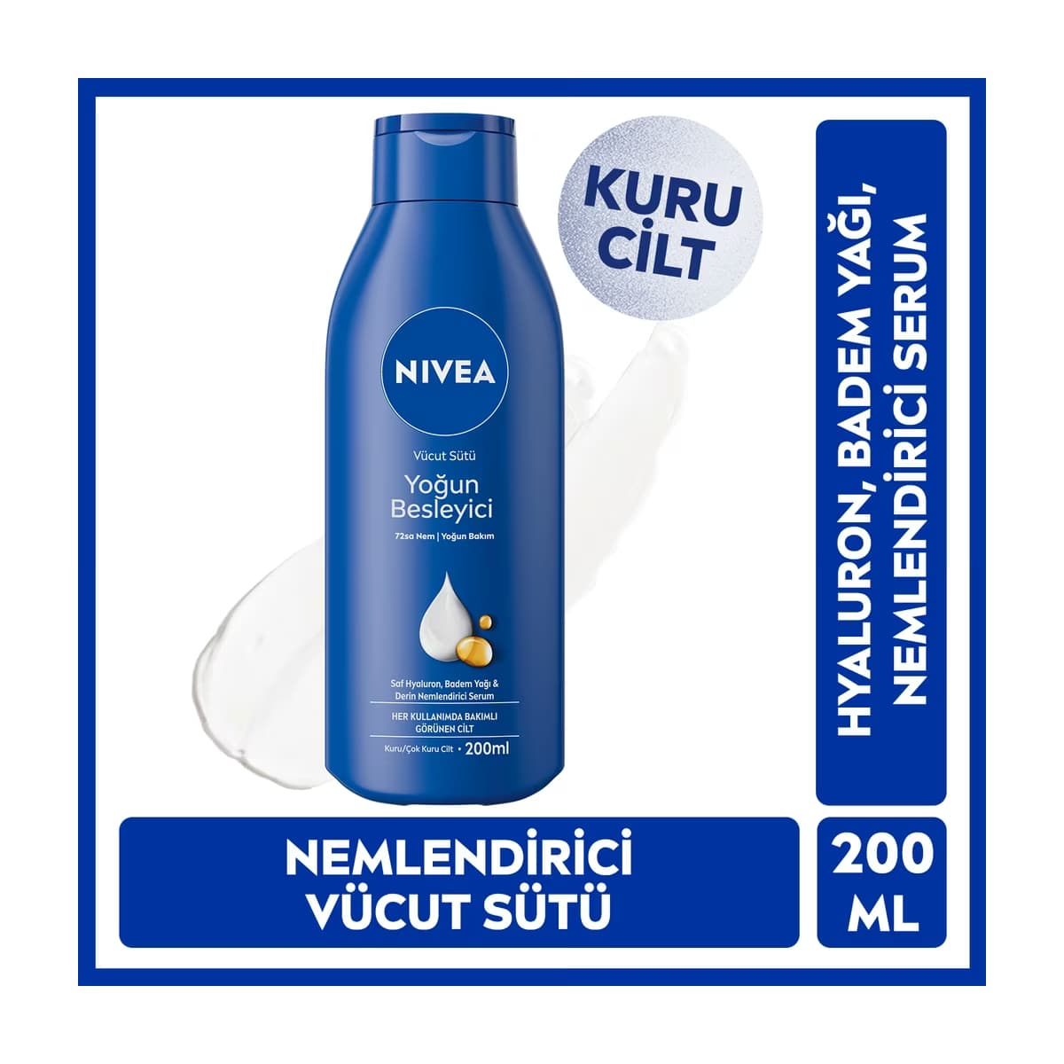 Nivea Yoğun Besleyici ve 72 Saat Nemlendirici Vücut Bakım Sütü 200 ml - Gratis