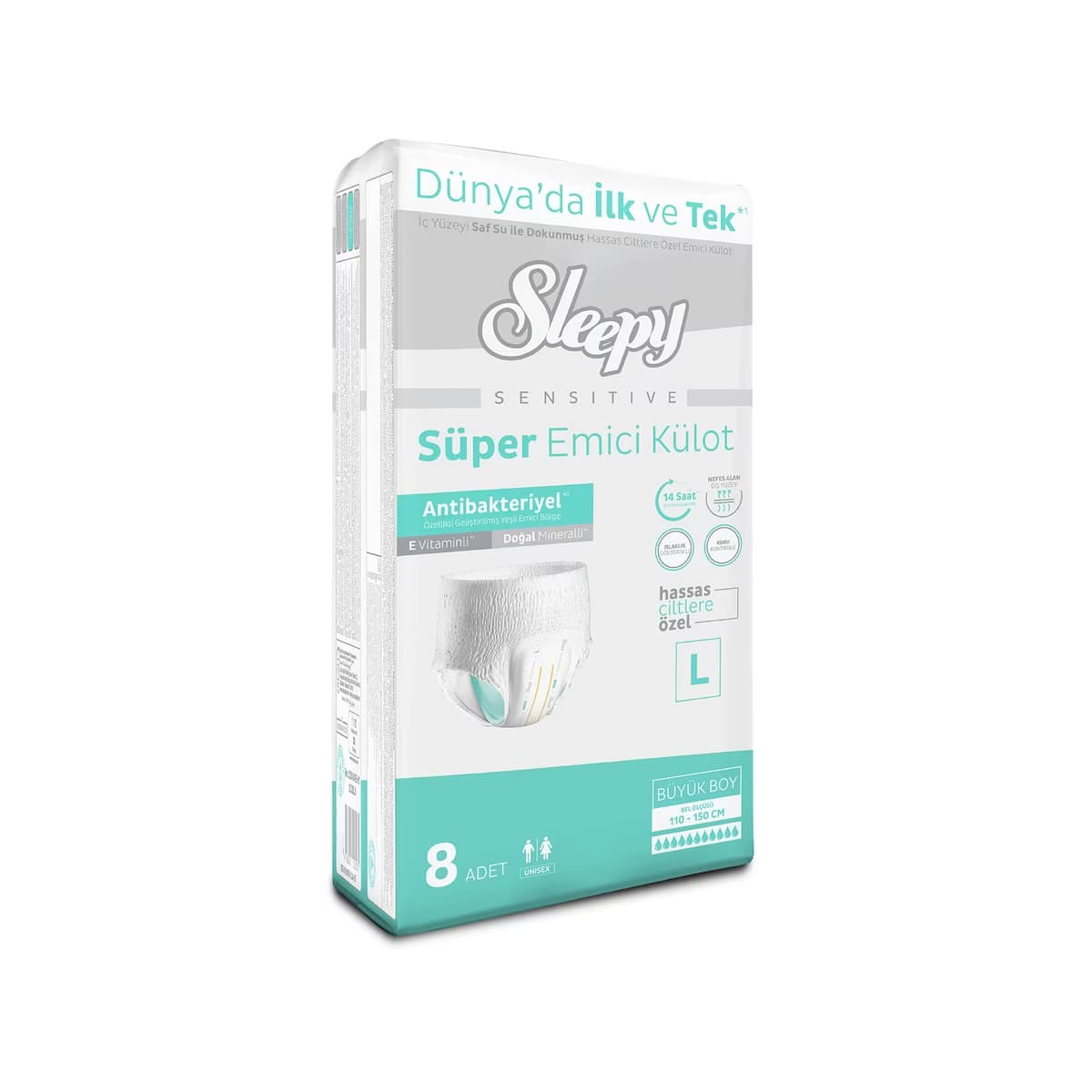 Sleepy Sensitive Antibakteriyel Süper Emici Külot Large 8 Adet - Gratis