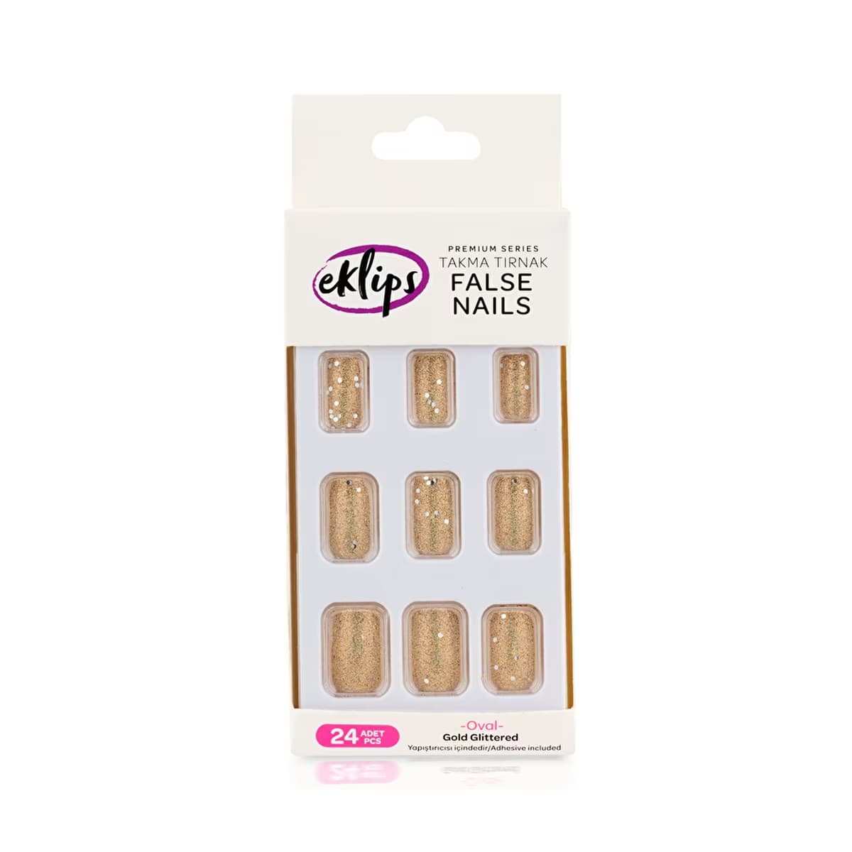 Eklips Takma Tırnak Gold Simli Oval 24'lü - Gratis