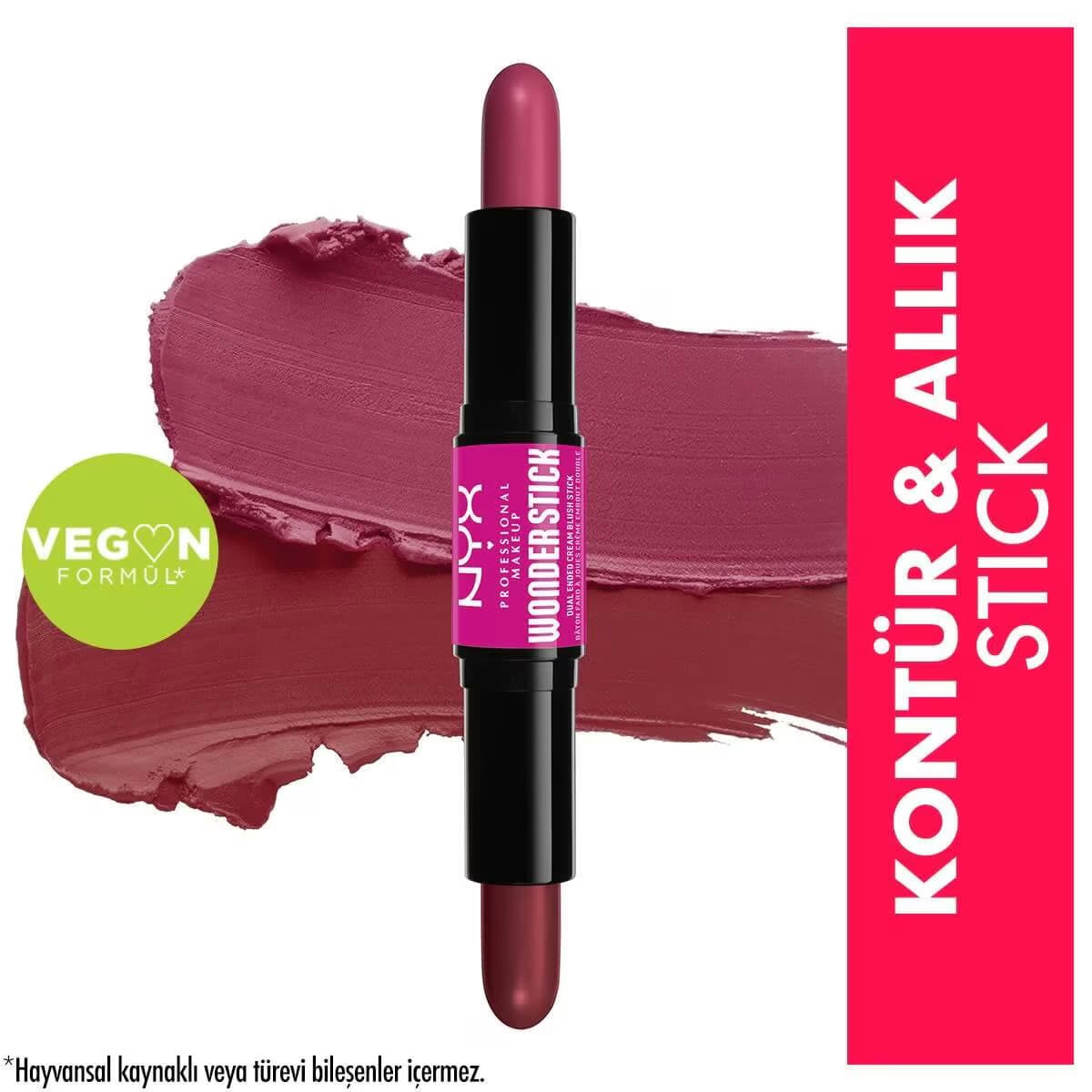 Nyx Professional Makeup Wonder Stick Çift Taraflı Krem Allık Stick Deep Magenta and Ginger