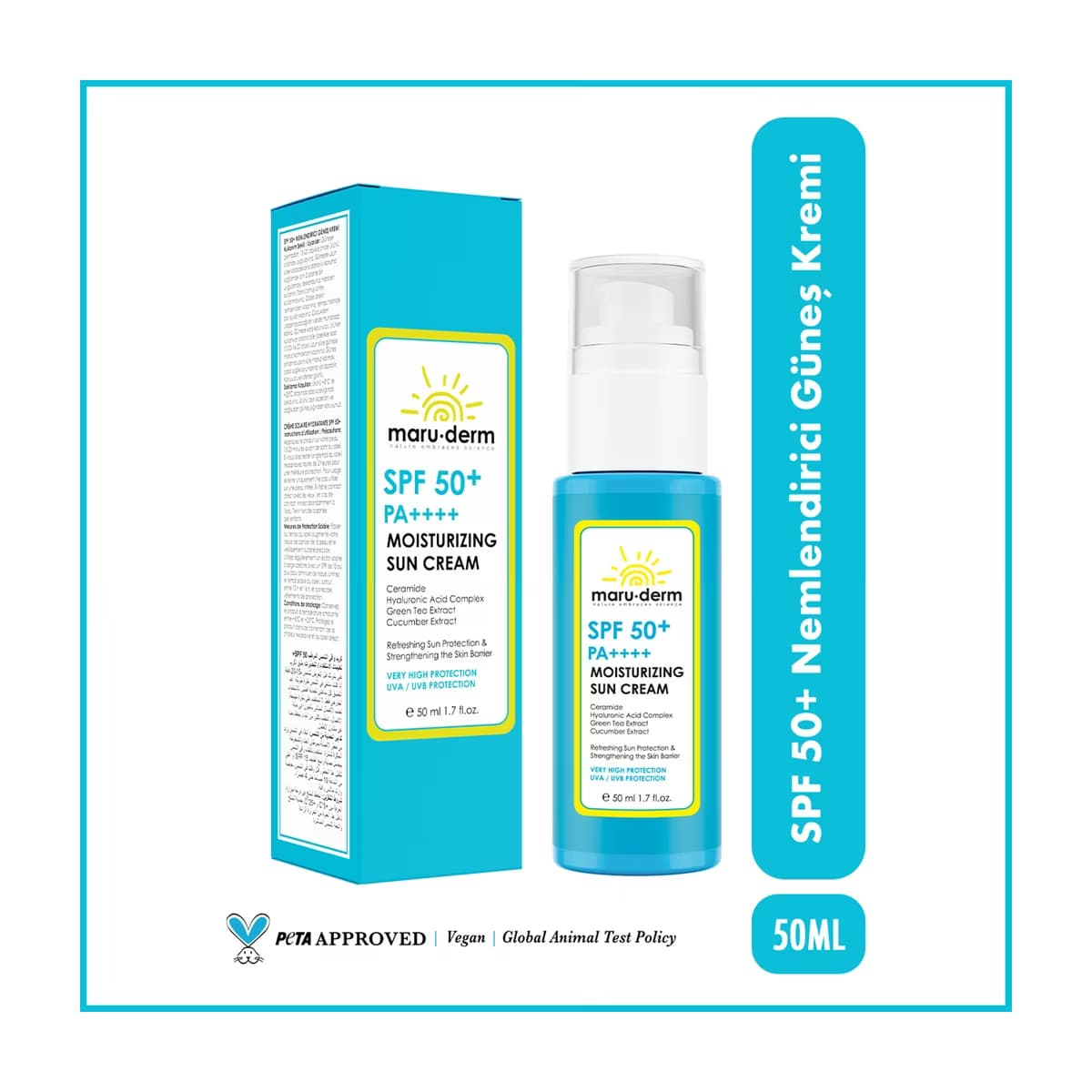 Maruderm 50+SPF Nemlendirici Yüz Güneş Kremi 50 ml - Gratis