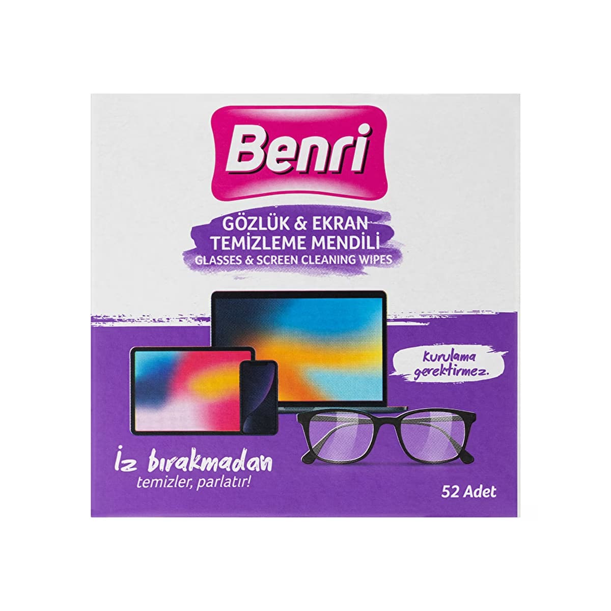 Benri Gözlük & Ekran Temizleme Mendili 52'li - Gratis