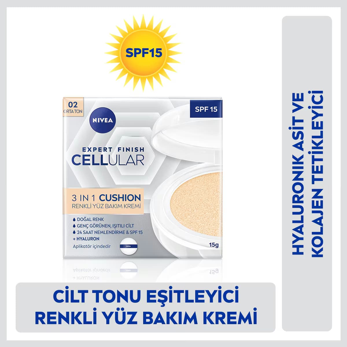 Nivea Cellular Expert Finish 3in1 Cushion Renkli Orta Ton Yüz Bakım Kremi 02 15 ml