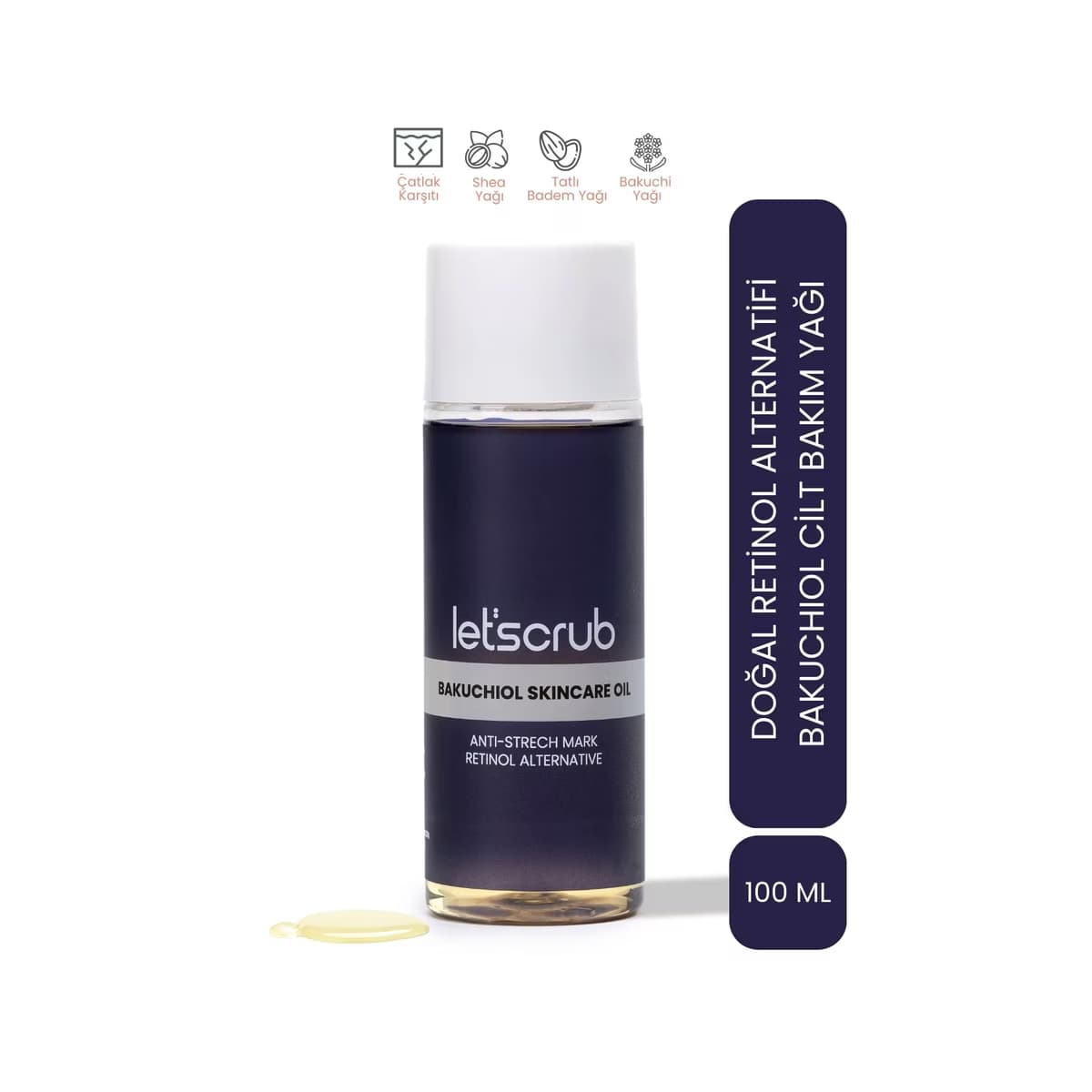 Let'scrub Doğal Retinol Alternatifi Bakuchiol Çatlak Karşıtı Cilt Bakım Yağı 100 ml - Gratis