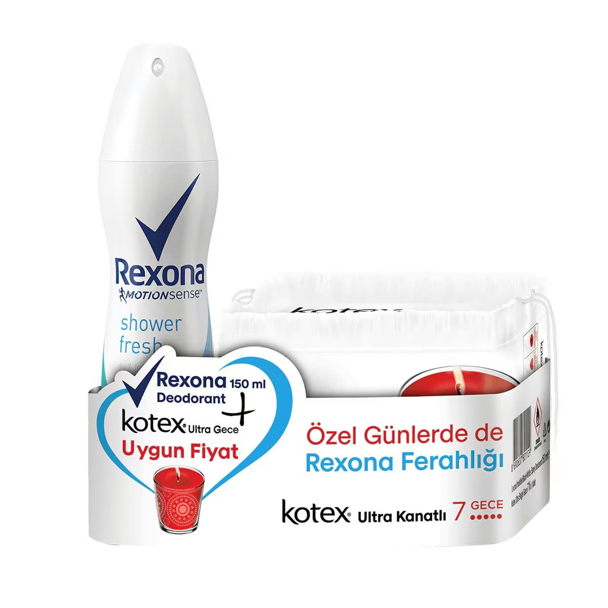 Rexona Deodorant 150 ml ve Kotex Ped 7 Adet Seti