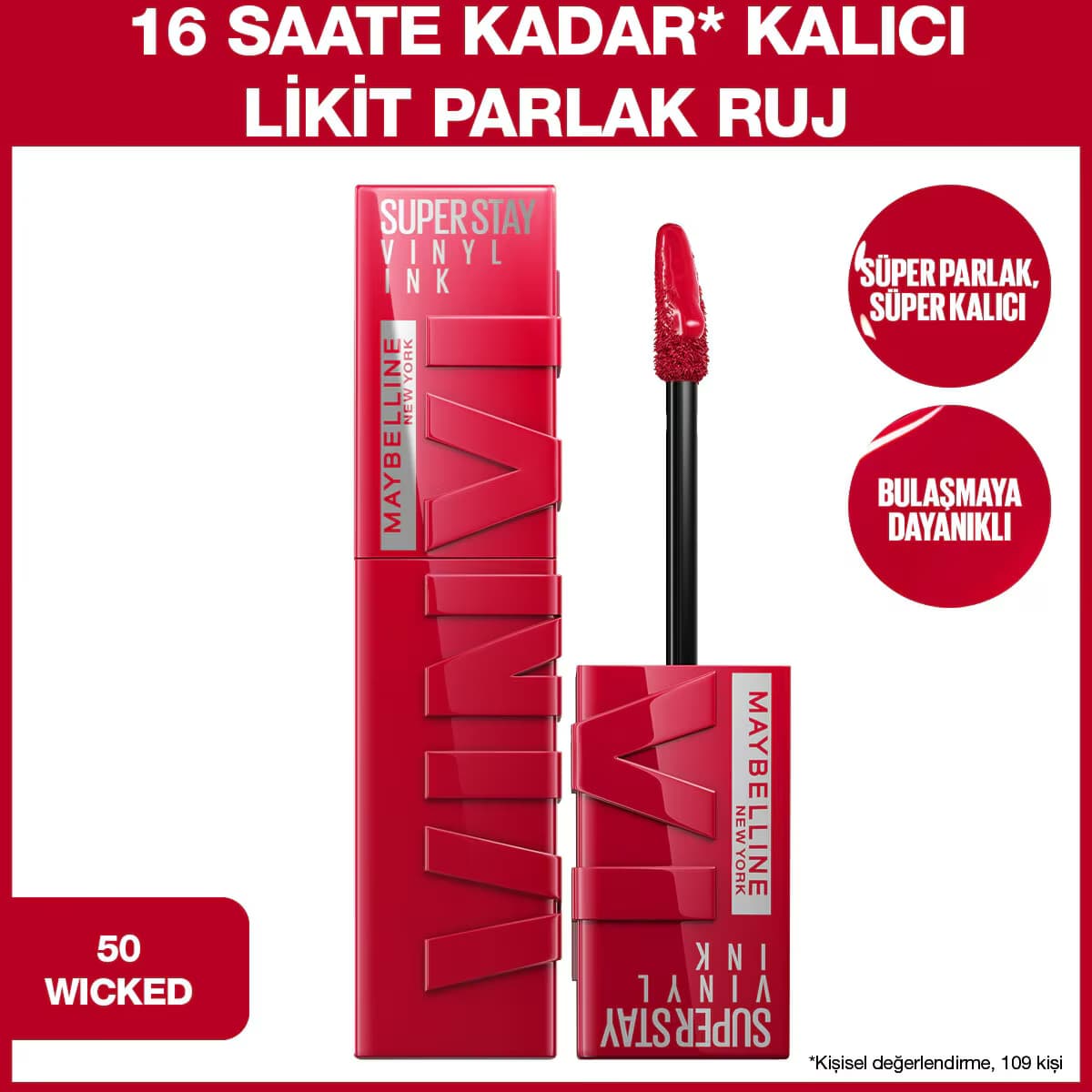 Maybelline New York Vinyl Ink Ruj Wıcked No: 50