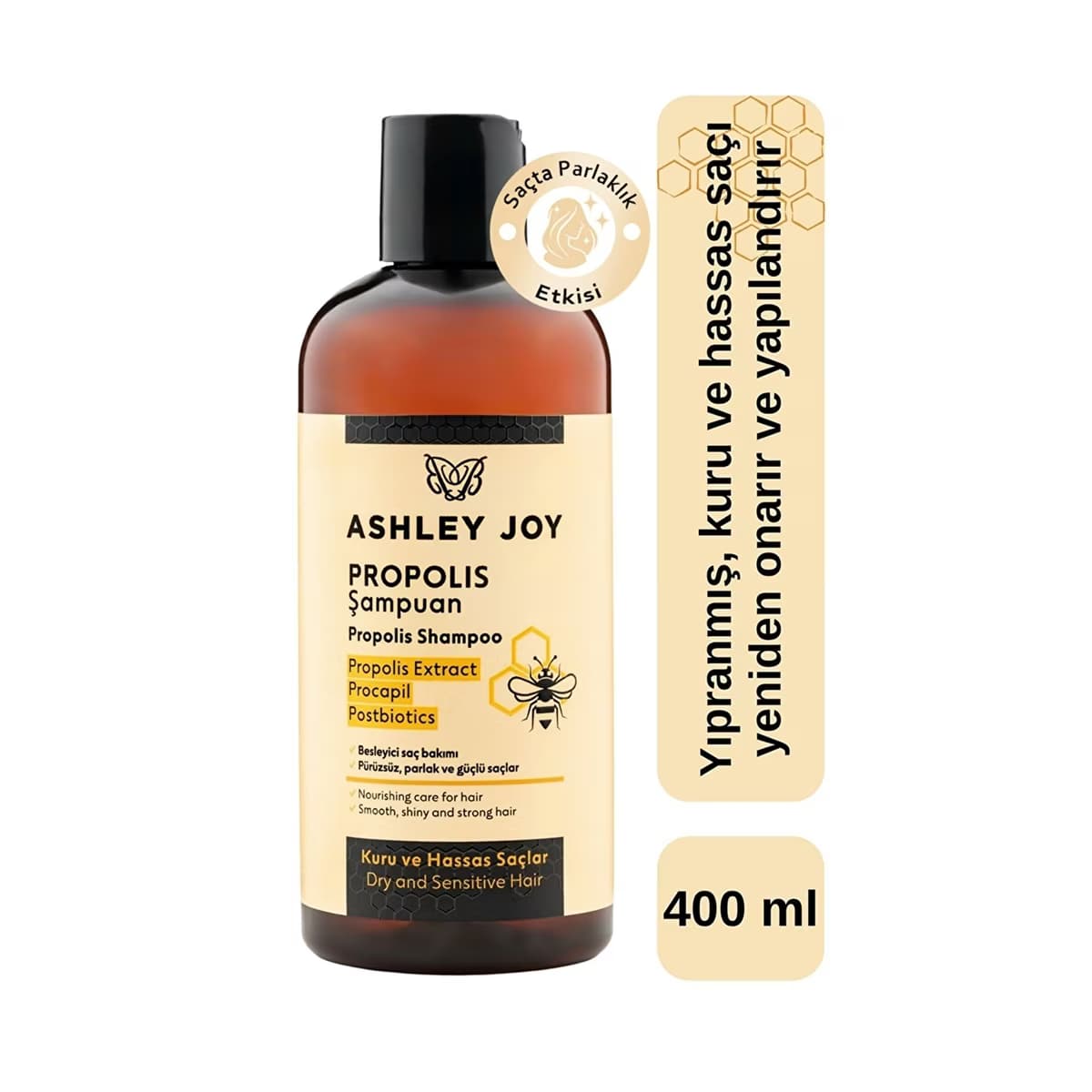 Ashley Joy Kuru ve Hassas Saçlar İçin Propolis Şampuan 400 ml - Gratis
