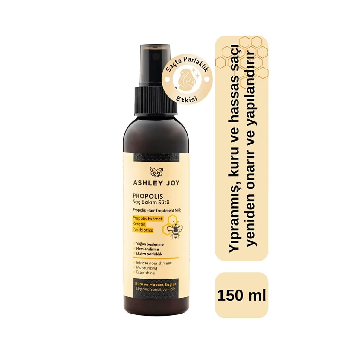 Ashley Joy Kuru ve Hassas Saçlar İçin Propolis Saç Bakım Sütü 150 ml - Gratis