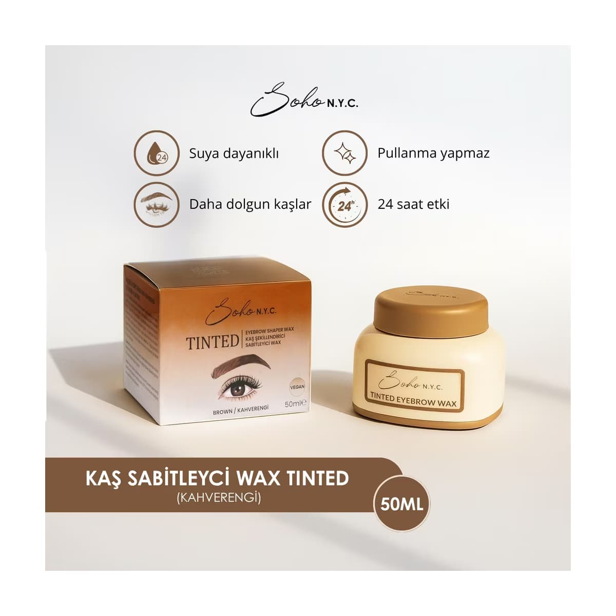 Soho N.Y.C. Kaş Sabitleyici, Şekillendirici, Hacimlendirici Wax 50 ml - Kahverengi - Gratis