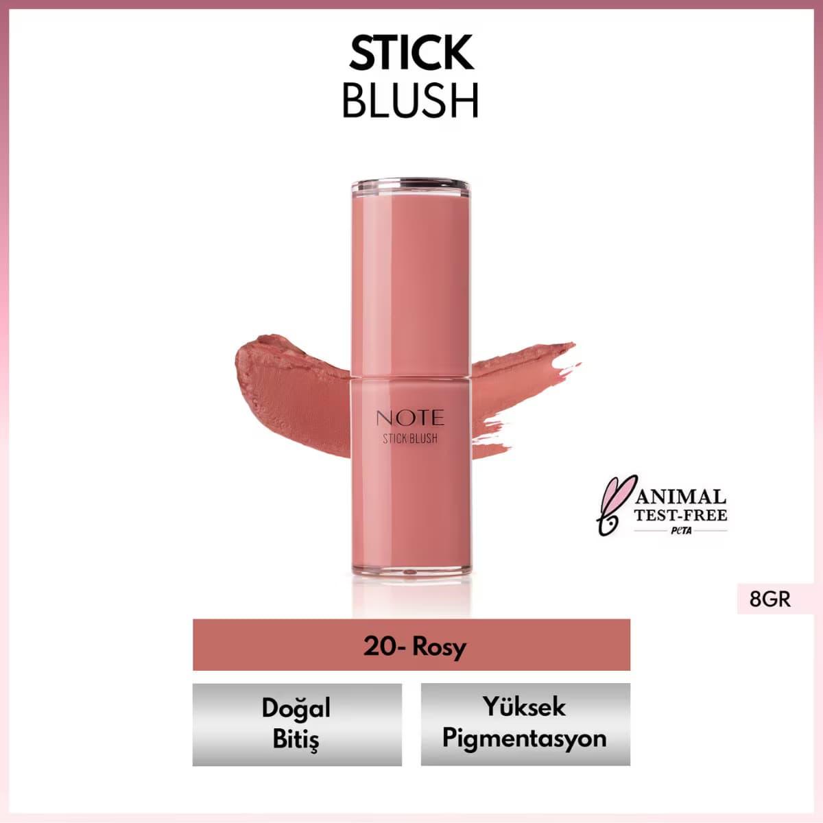 Note Nemlendirici Yumuşak Stick Allık 20 Rosy