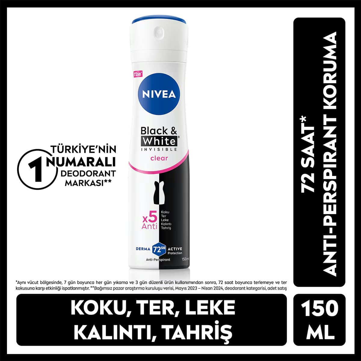 Nivea Invisible Black and White Clear Kadın Deodorant 150 ml