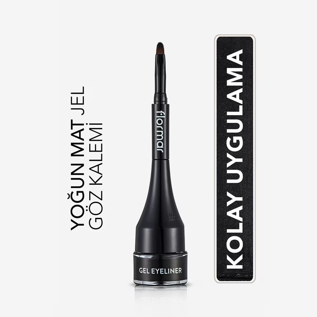 Flormar Yoğun Renk Veren Mat Bitişli Kendinden Fırçalı Jel Eyeliner Siyah