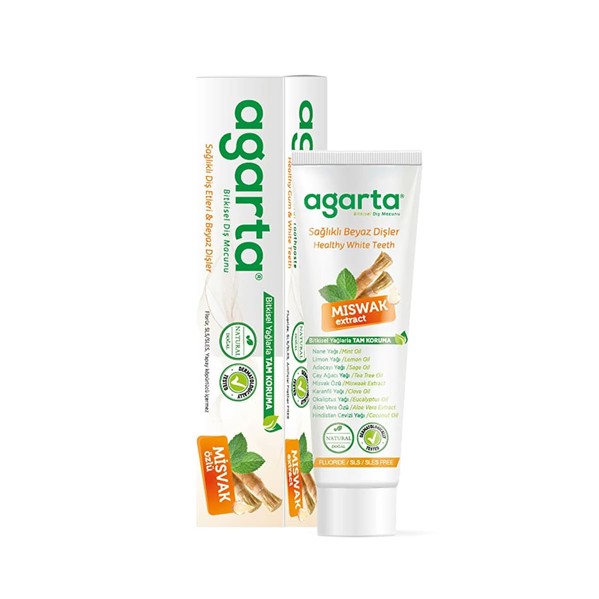 Agarta Doğal Misvak Özlü Florürsüz Beyazlatıcı Diş Macunu 100 ml - Gratis