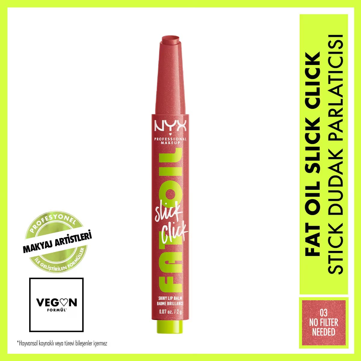 Nyx Professional Makeup Fat Oil Slick Click Parlatıcı Dudak Balmı 03 No Filter Needed