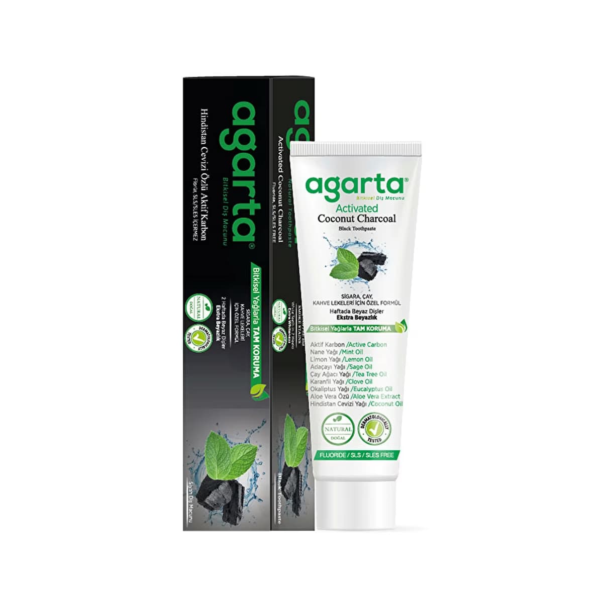 Agarta Doğal Hindistan Cevizi Özlü Aktif Karbonlu Florürsüz Diş Macunu 100 ml - Gratis