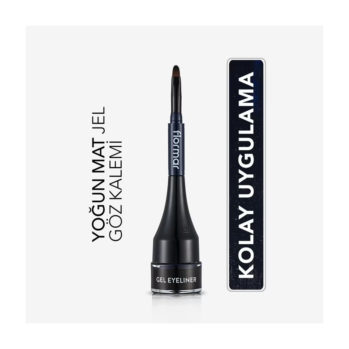Flormar Yoğun Pigmentli Mat Bitişli Kendinden Fırçalı Jel Eyeliner 002 Deep Ocean Blue - Gratis