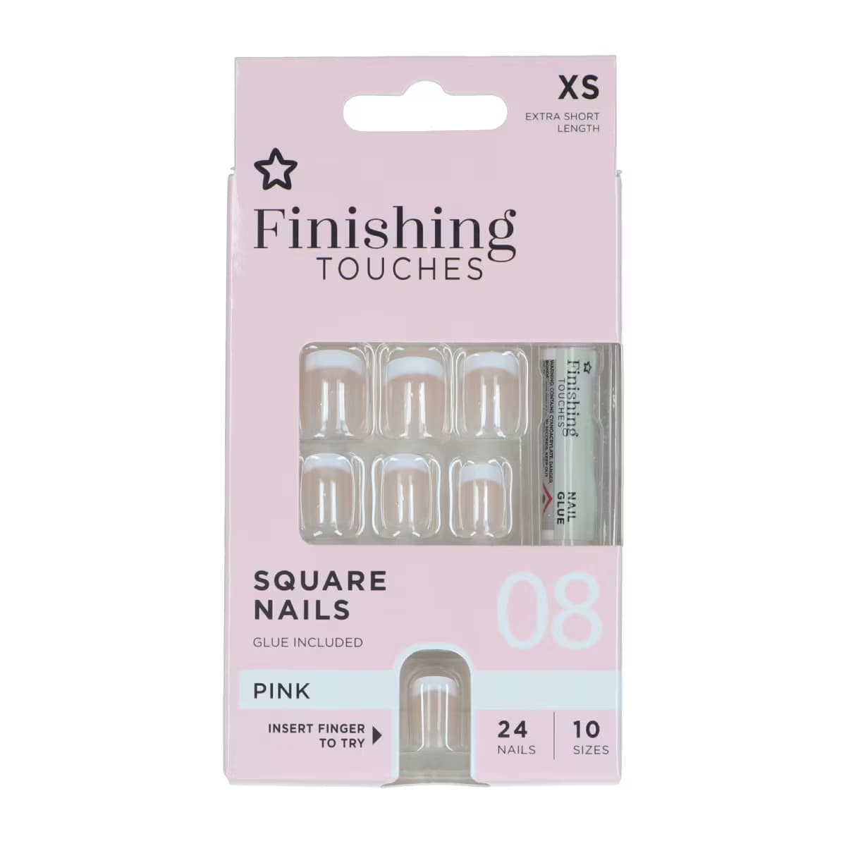 Superdrug Finishing Touches French Ekstra Kısa Takma Tırnak 24 Parça Pembe