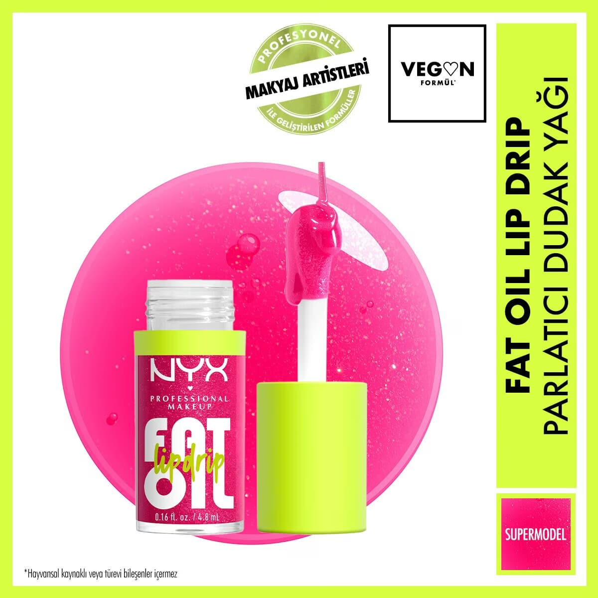 Nyx Professional Makeup Fat Oil Lip Drip Parlatıcı Dudak Yağı Supermodel