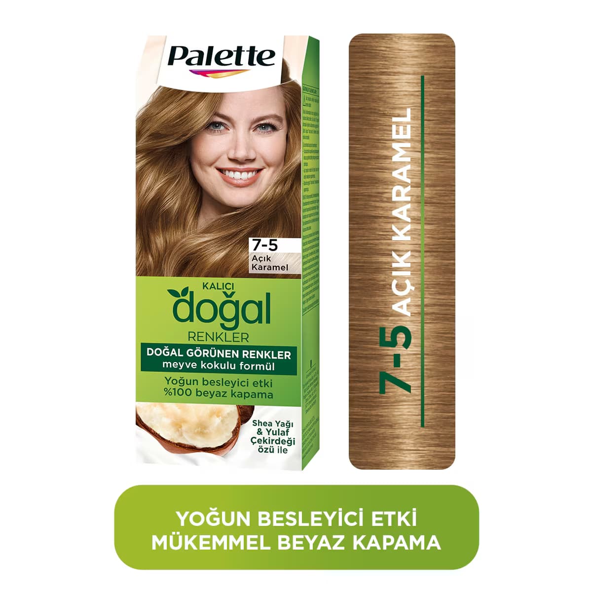 Palette Kalıcı Doğal Renkler Saç Boyası 7-5 Açık Karamel