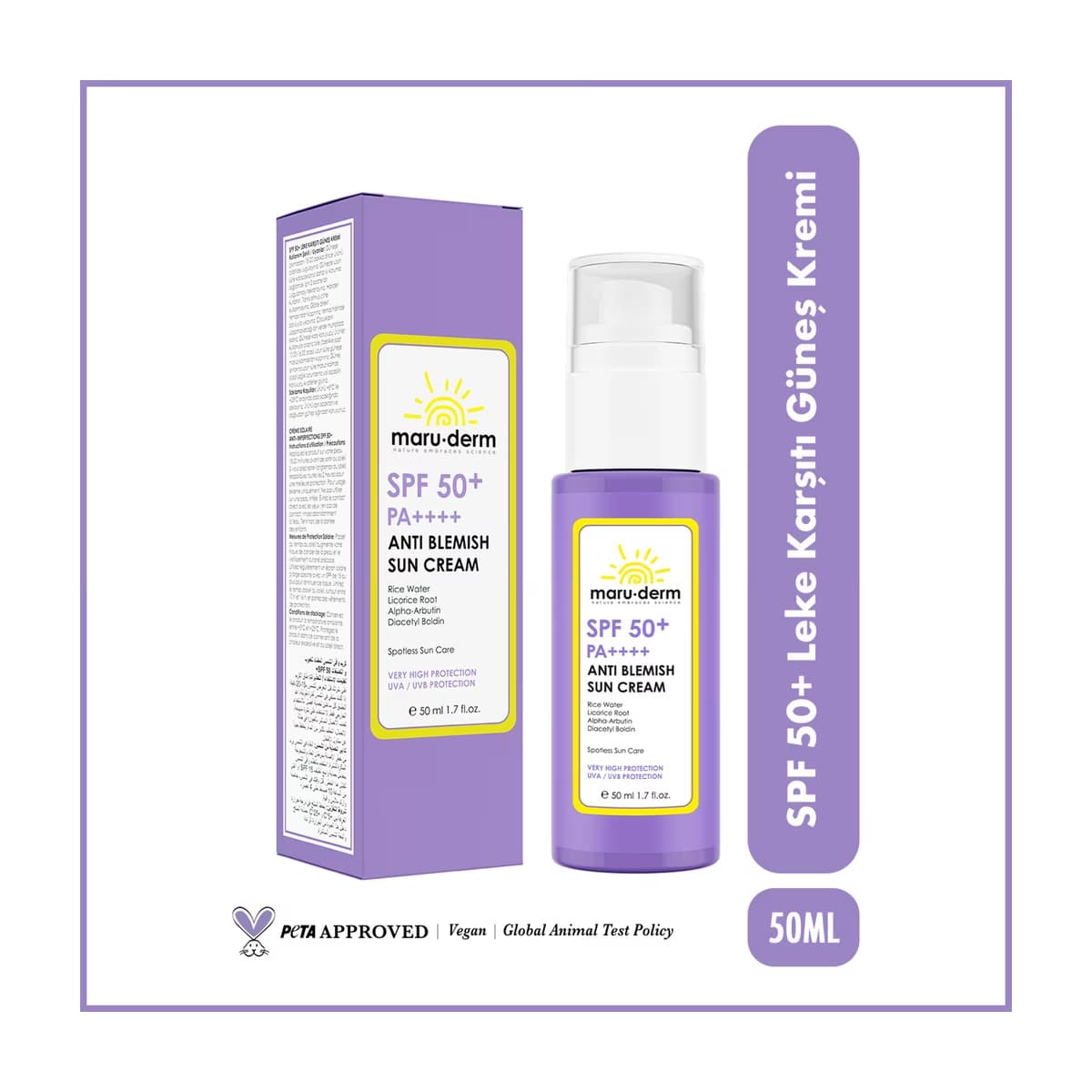 Maruderm 50+SPF Leke Karşıtı Yüz Güneş Kremi 50 ml - Gratis