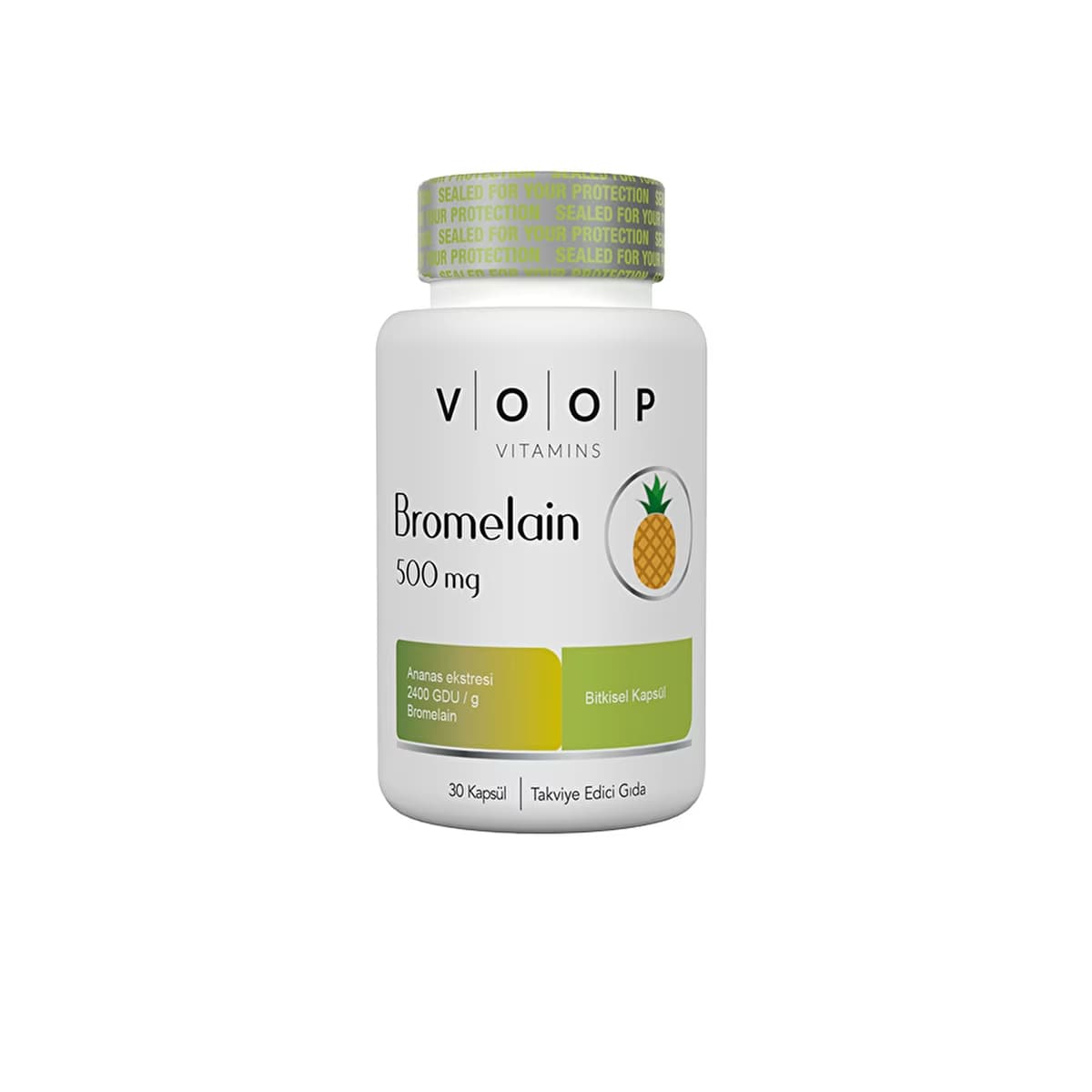 Voop Bromelain İçeren 2400 GDU Takviye Edici Gıda 30 Kapsül 500mg - Gratis