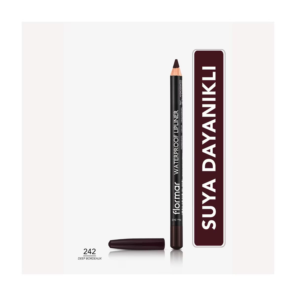 Flormar Suya Dayanıklı ve Yoğun Pigmentli Mat Dudak Kalemi 242 Deep Bordeaux - Gratis