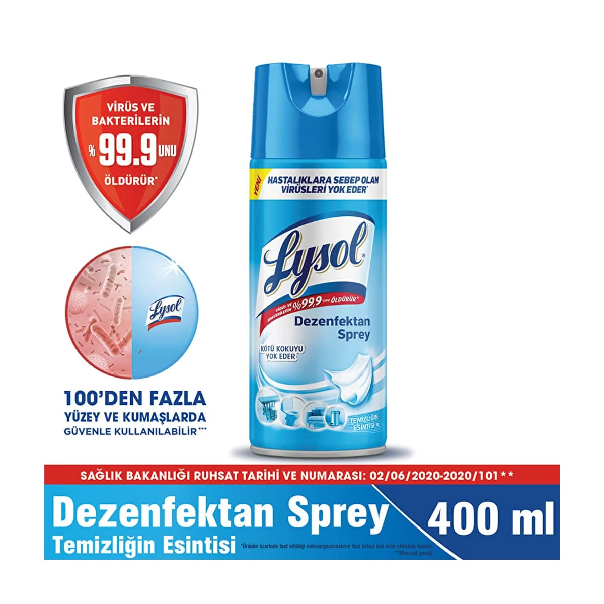 Lysol Yüzey Dezenfektan Sprey Temizliğin Esintisi 400 ml - Gratis