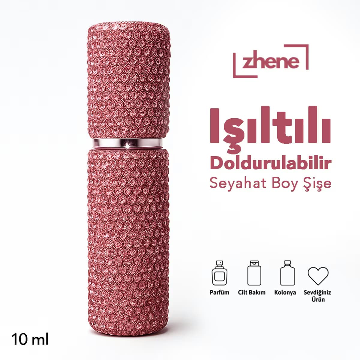 Zhene Kristal Desenli Seyahat Parfüm Şişesi 10 ml