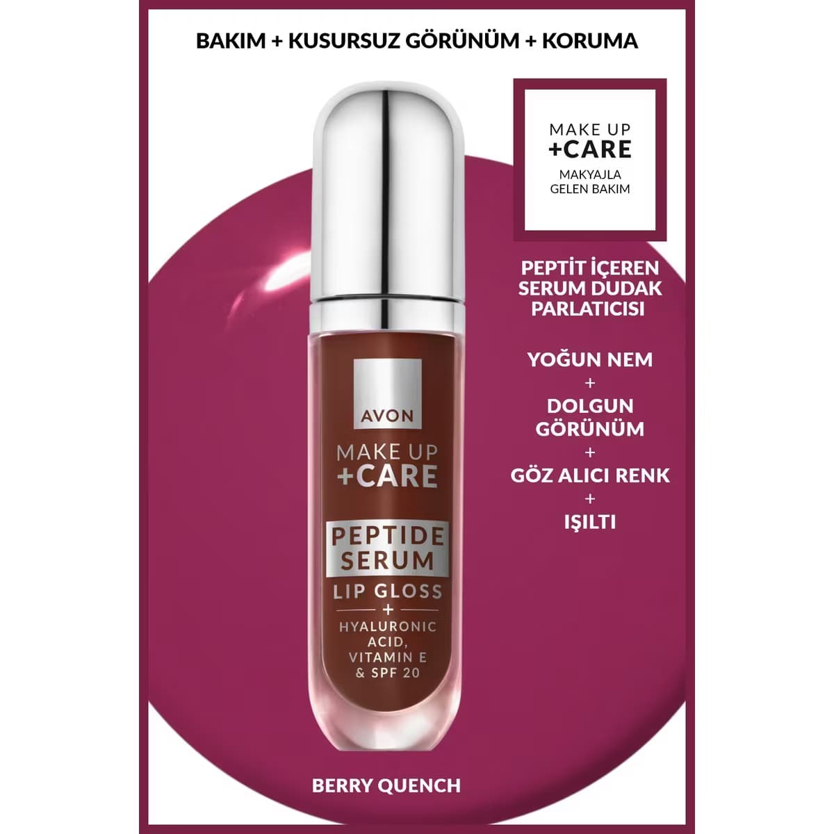 Avon Make Up + Care Peptit İçeren Serum Gloss Dudak Parlatıcısı Berry Quench