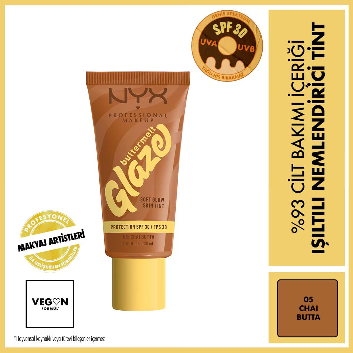 Nyx Professional Makeup Buttermelt Glaze Işıltılı Nemlendirici Tint 05 Chai Butta