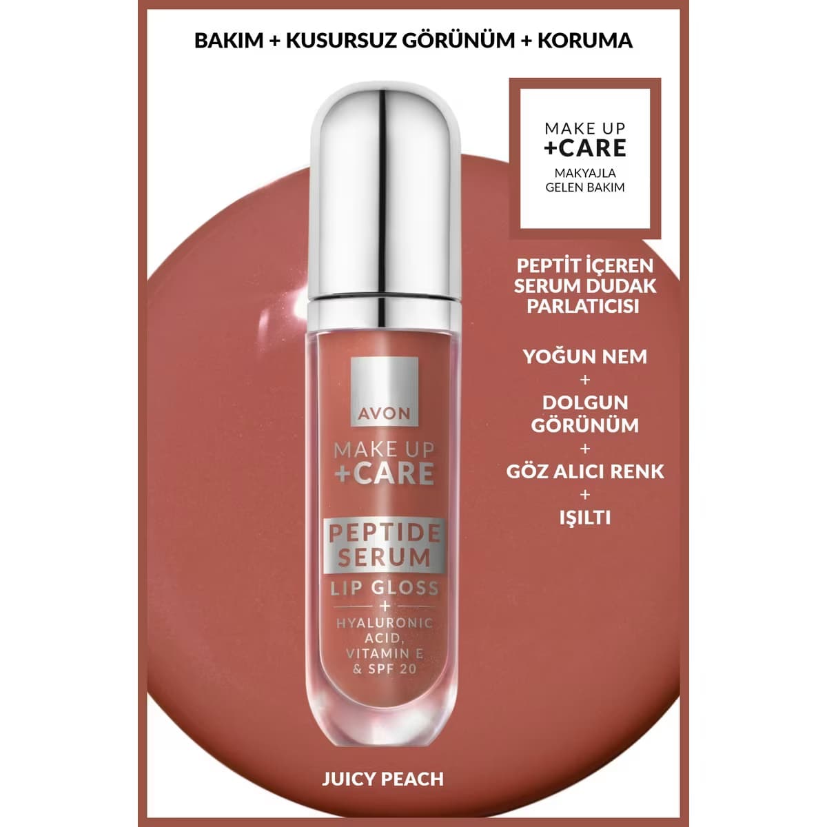 Avon Make Up + Care Peptit İçeren Serum Gloss Dudak Parlatıcısı Juicy Peach