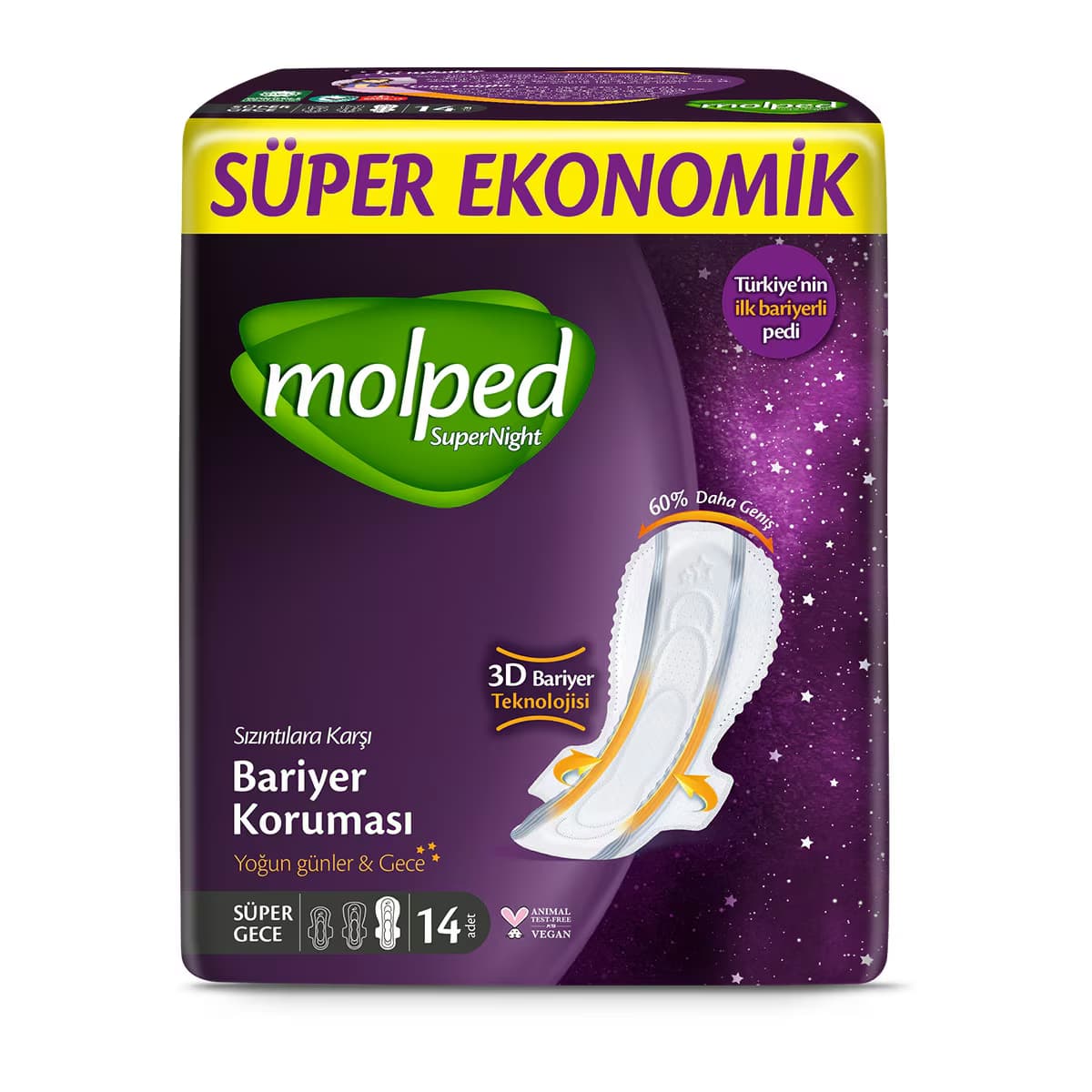 Molped Supernight Süper Gece Super Ekonomik Ped 16 Adet