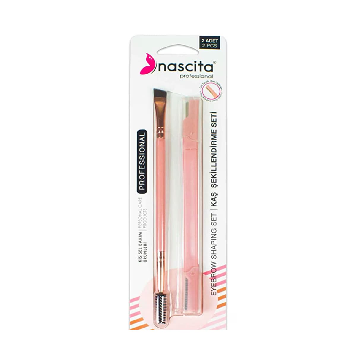 Nascita 2'li Pembe Set (Ustura, Kaş Şekillendirme Fırçası) - Gratis