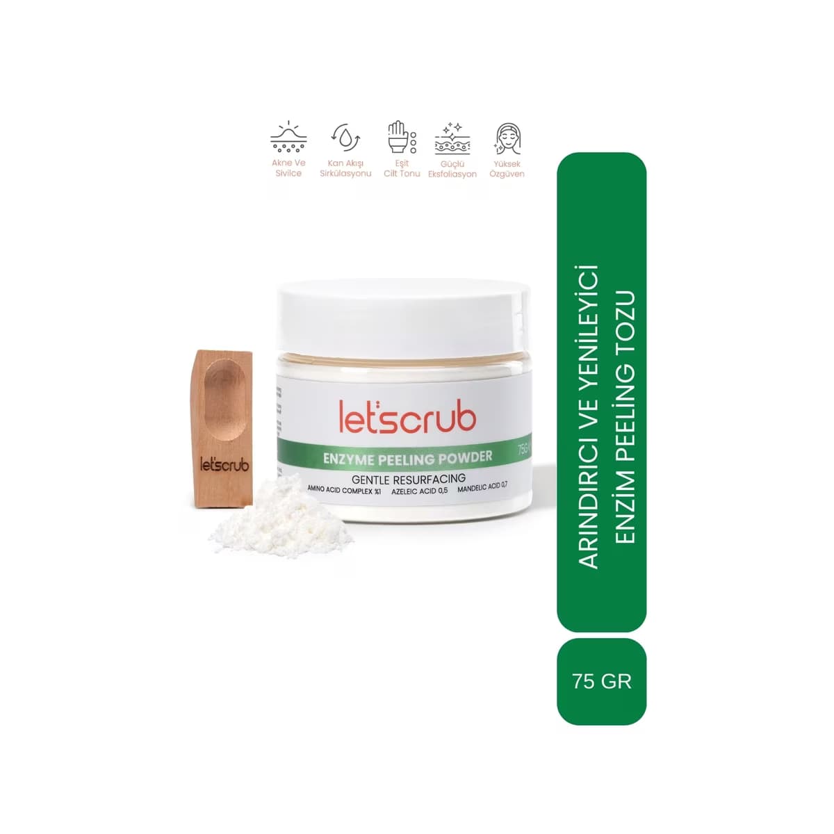 Let'scrub Enzyme Peeling Powder Arındırıcı ve Yenileyici Enzim Peeling Tozu 75 gr - Gratis