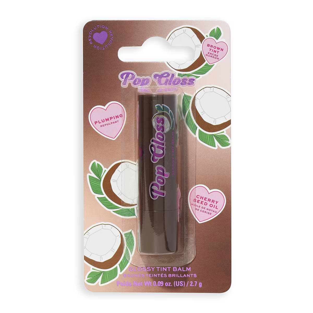 I Heart Revolution Pop Gloss Balm Coconut Brown
