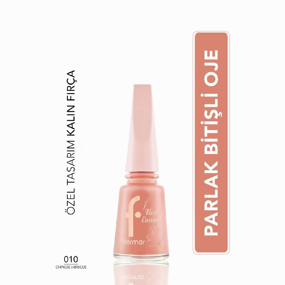 Flormar Blossom Yüksek Pigmentli & Parlak Bitişli Kalın Fırçalı Oje No: 010 Chinese Hibiscus