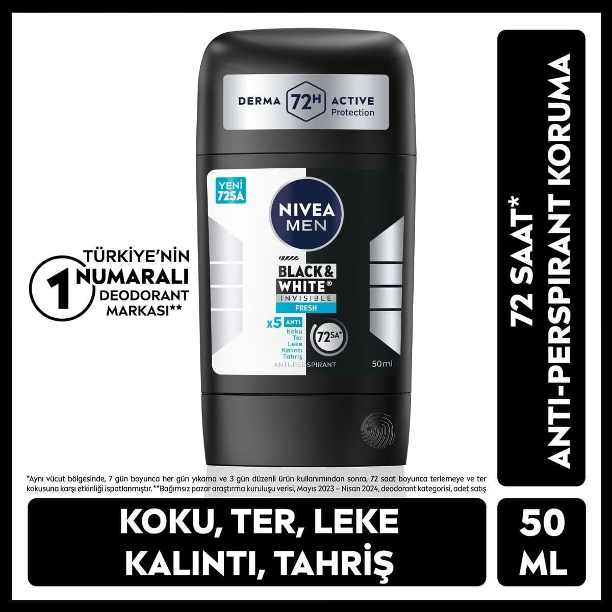 Nivea Men Erkek Stick Deodorant Black&White Invisible Fresh 50 ml