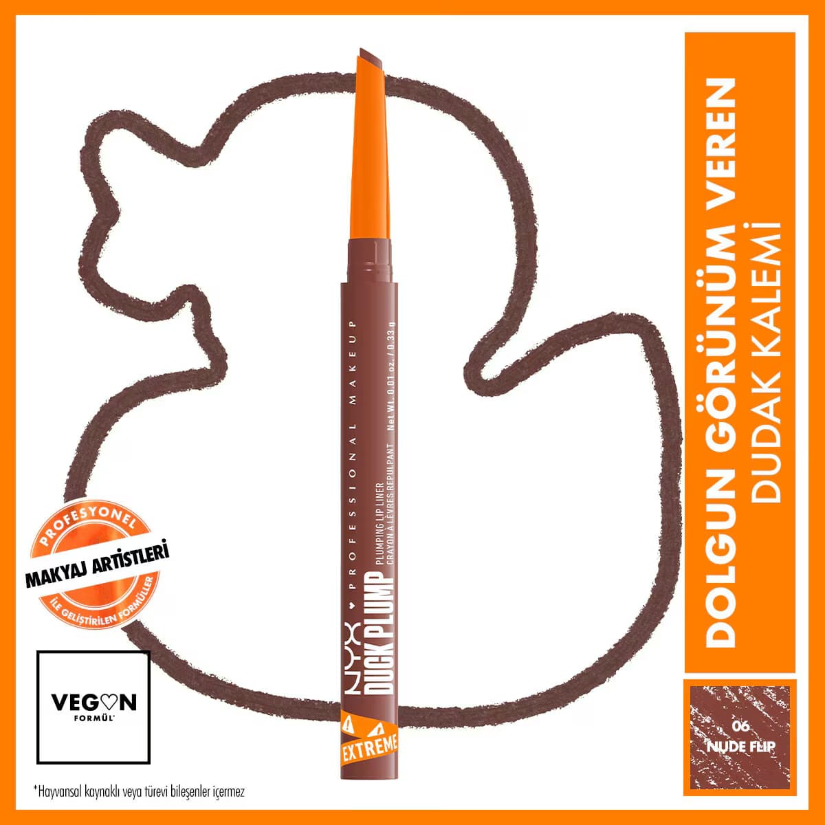 Nyx Professional Makeup Duck Plump Dolgun Görünüm Veren Dudak Kalemi Nude Flip