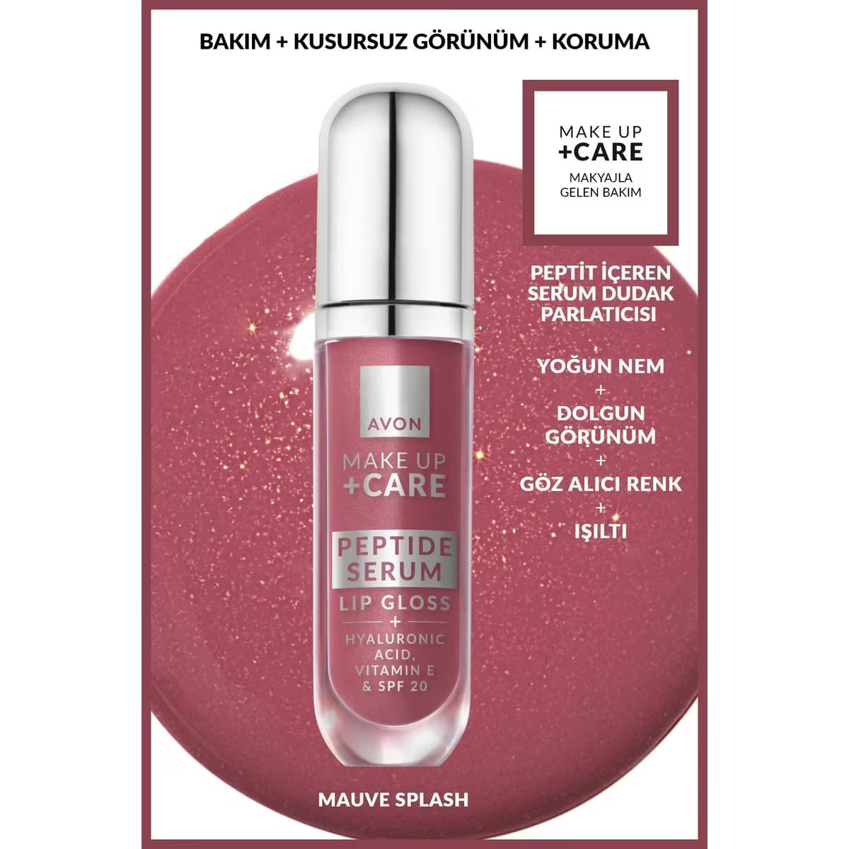 Avon Make Up + Care Peptit İçeren Serum Gloss Dudak Parlatıcısı Mauve Splash