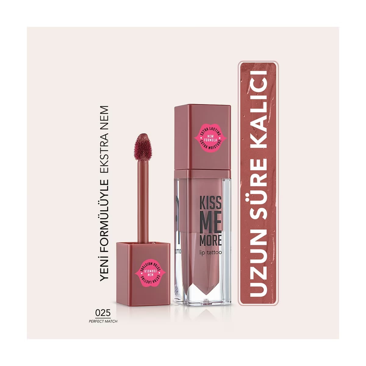 Flormar Kiss Me More Ekstra Kalıcı Likit Mat Ruj 025 Perfect Match - Gratis