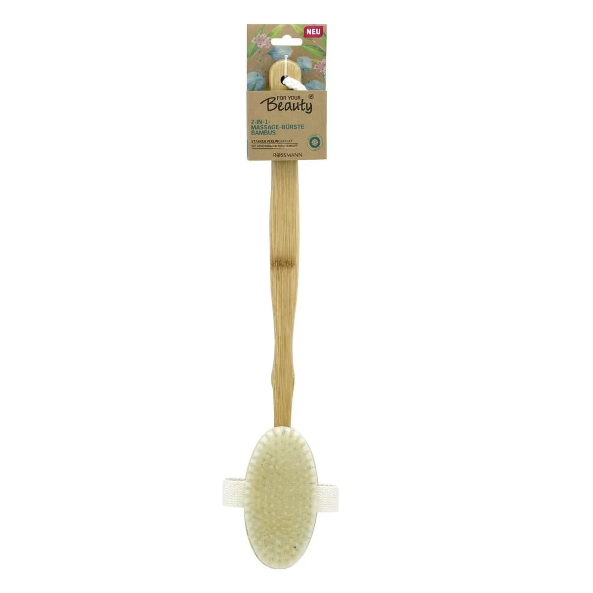 For Your Beauty Ahşap Uzun Saplı Masaj Fırçası Oval Başlı