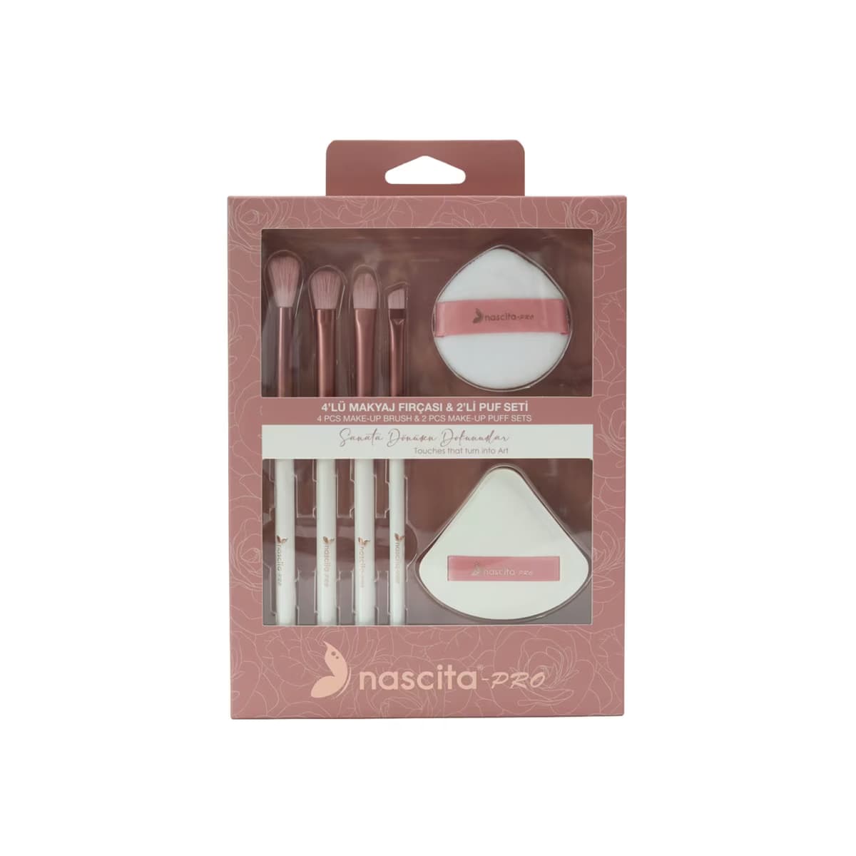 Nascita 4'lü Makyaj Fırçası & 2'li Puf Seti (Set 1) - Gratis