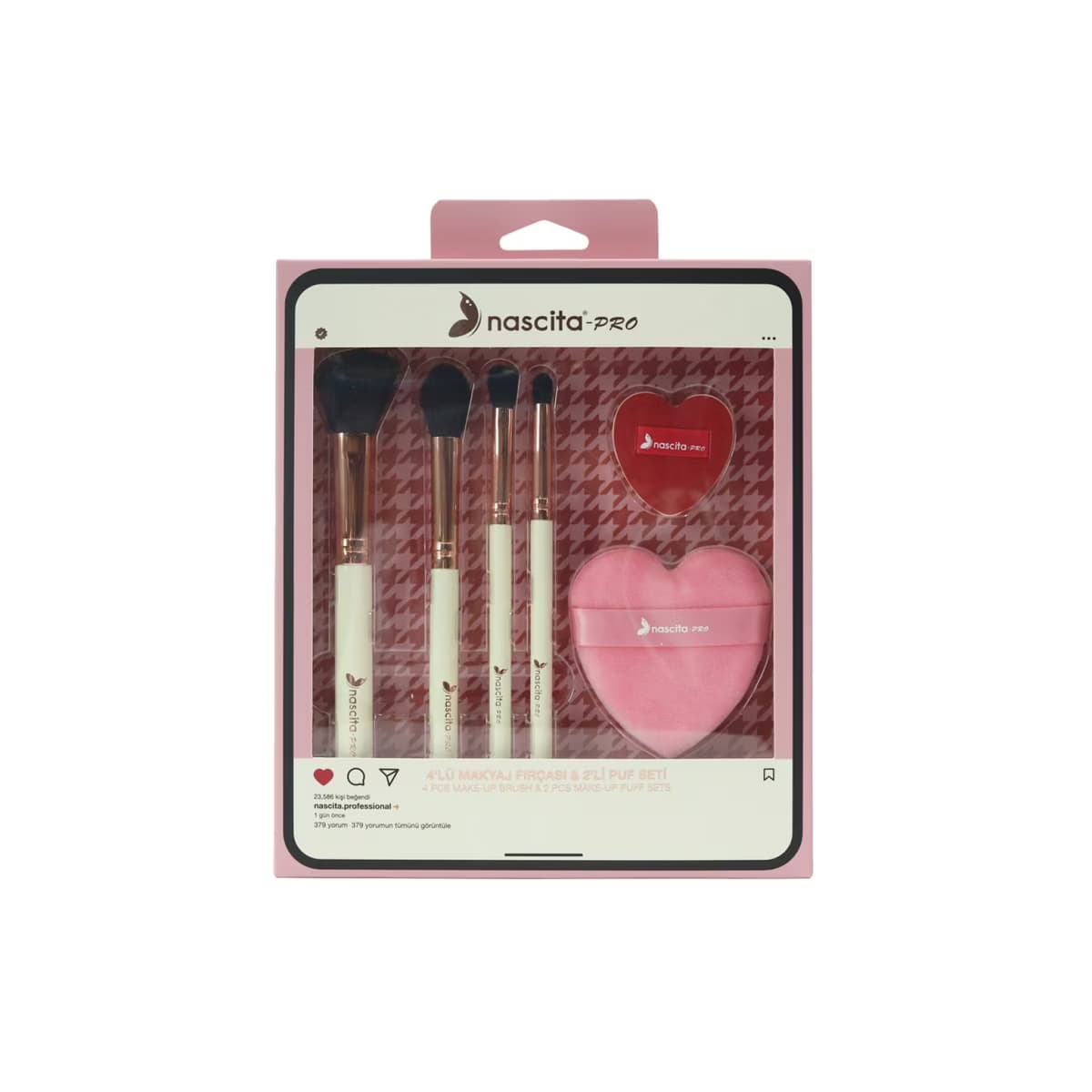 Nascita 4'lü Makyaj Fırçası & 2'li Puf Seti (Set 2) - Gratis