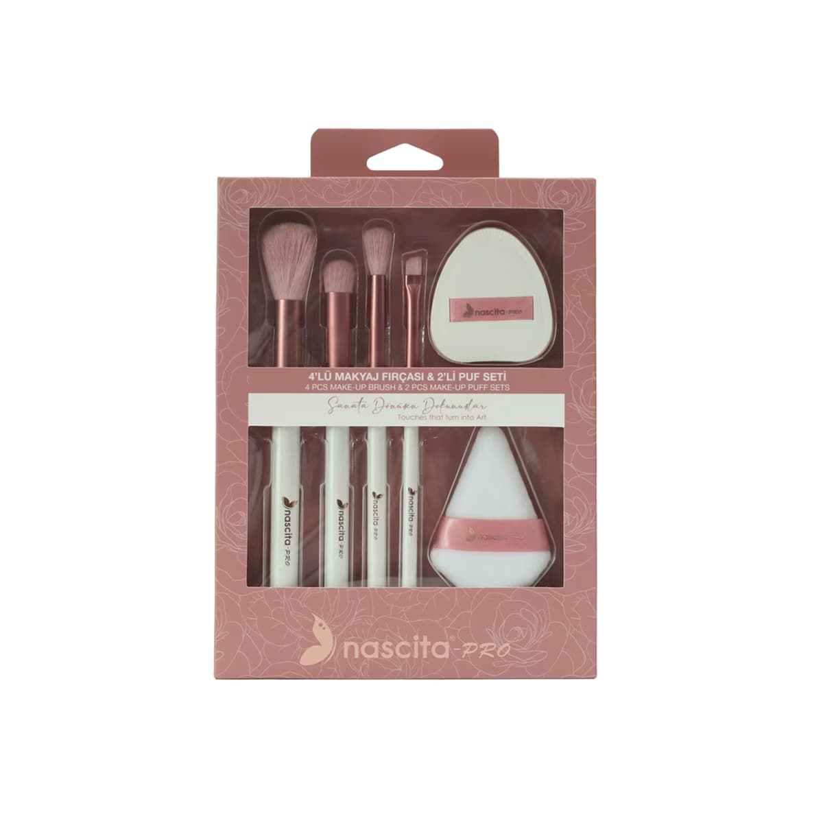 Nascita 4'lü Makyaj Fırçası & 2'li Puf Seti (Set 3) - Gratis