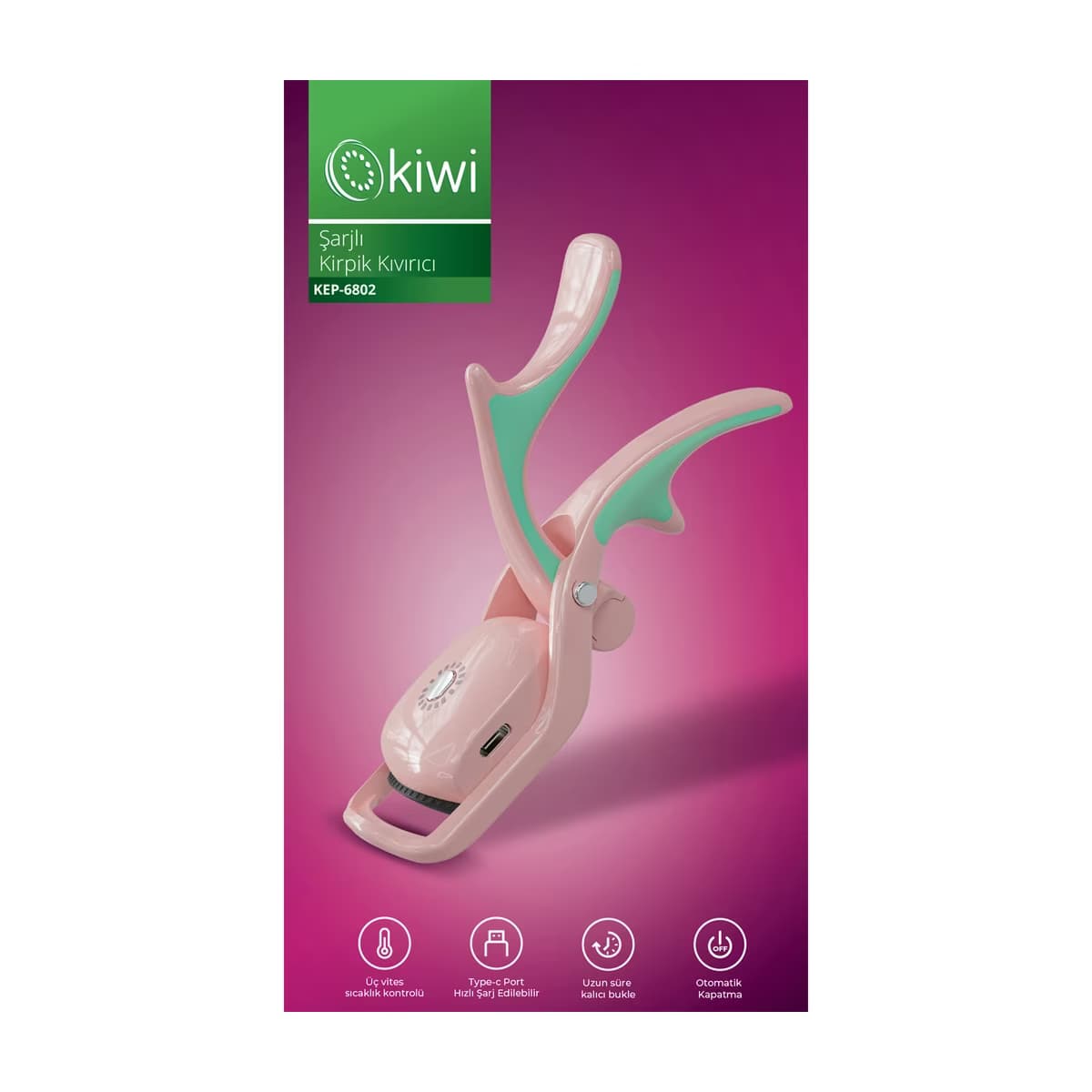 Kiwi 3 Isıtma Kademeli Şarjlı Kirpik Kıvırıcı KEP-6802 - Gratis