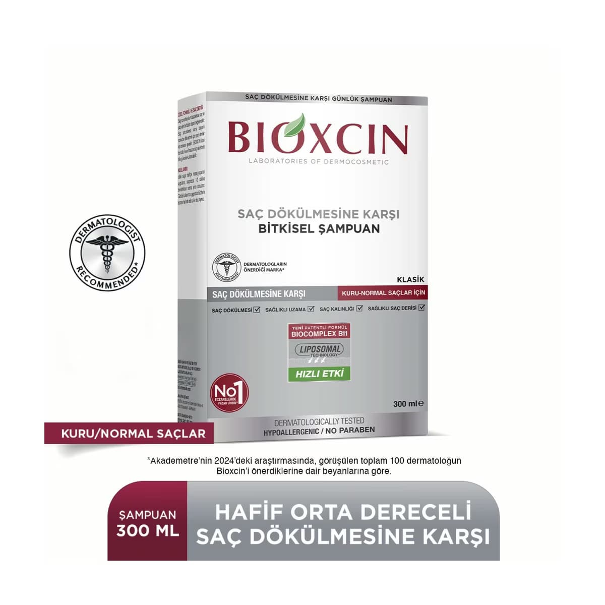 Bioxcin Saç Dökülmesine Karşı Bitkisel Klasik Şampuan Kuru ve Normal Saçlar 300 ml - Gratis