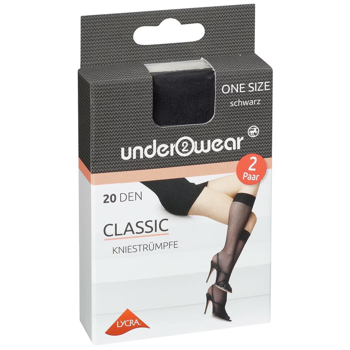 Underwear Diz Altı İnce Çorap 20 den, Siyah, Klasik, Standart 2 Çift, Standart Beden