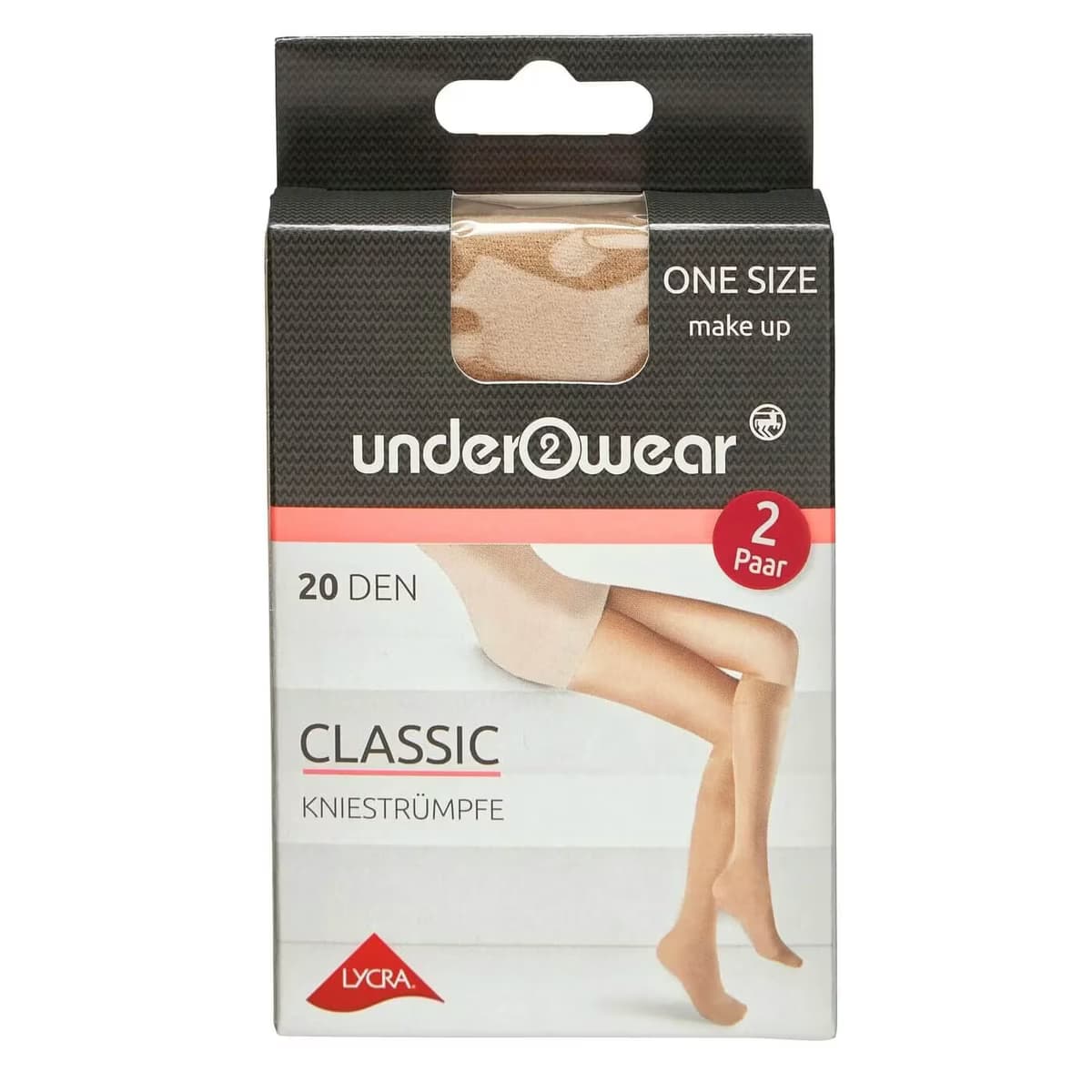 Underwear Diz Altı İnce Çorap 20 den, Ten Rengi, Klasik, Standart 2 Çift, Standart Beden